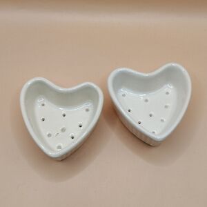California "174" Pottery Set 2 Coeur a la Crème Cheese Mold Heart Shaped White